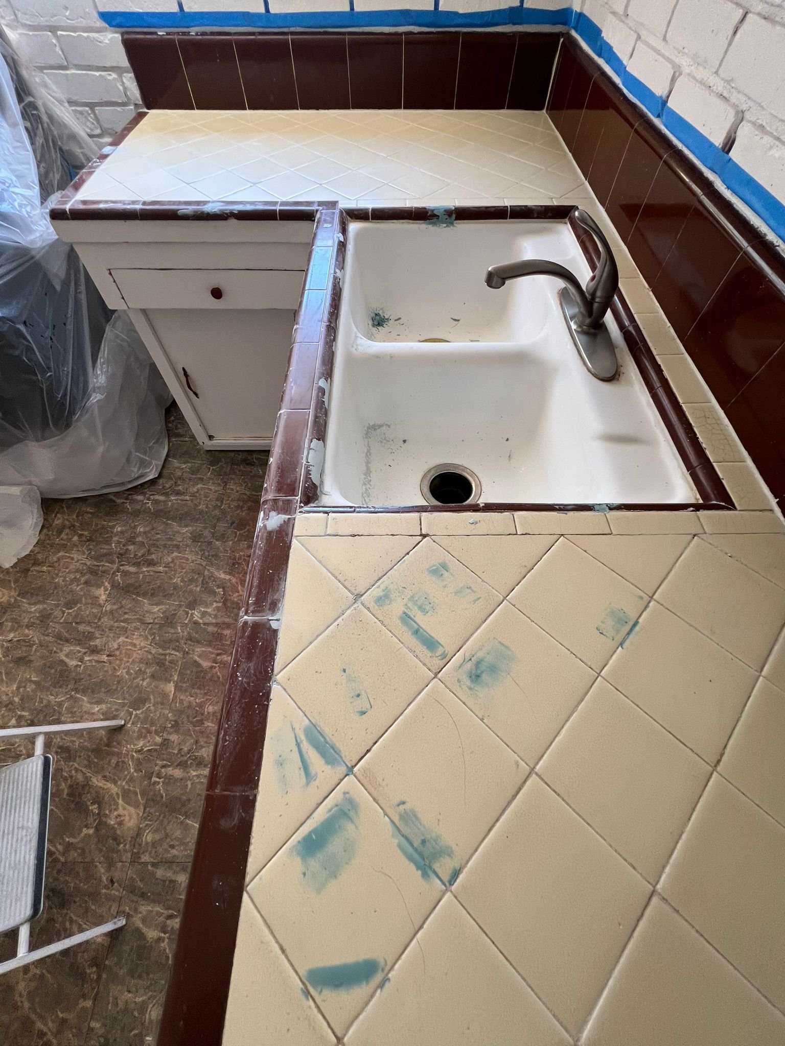 Kitchen counter reglazing process