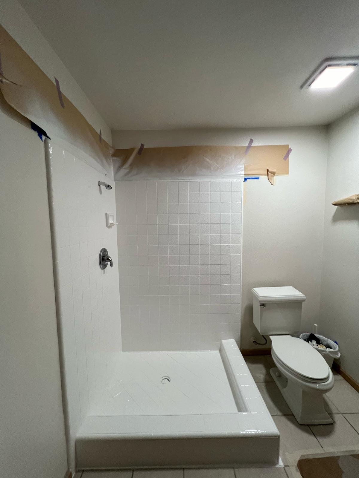 After reglazing - clean tile wall