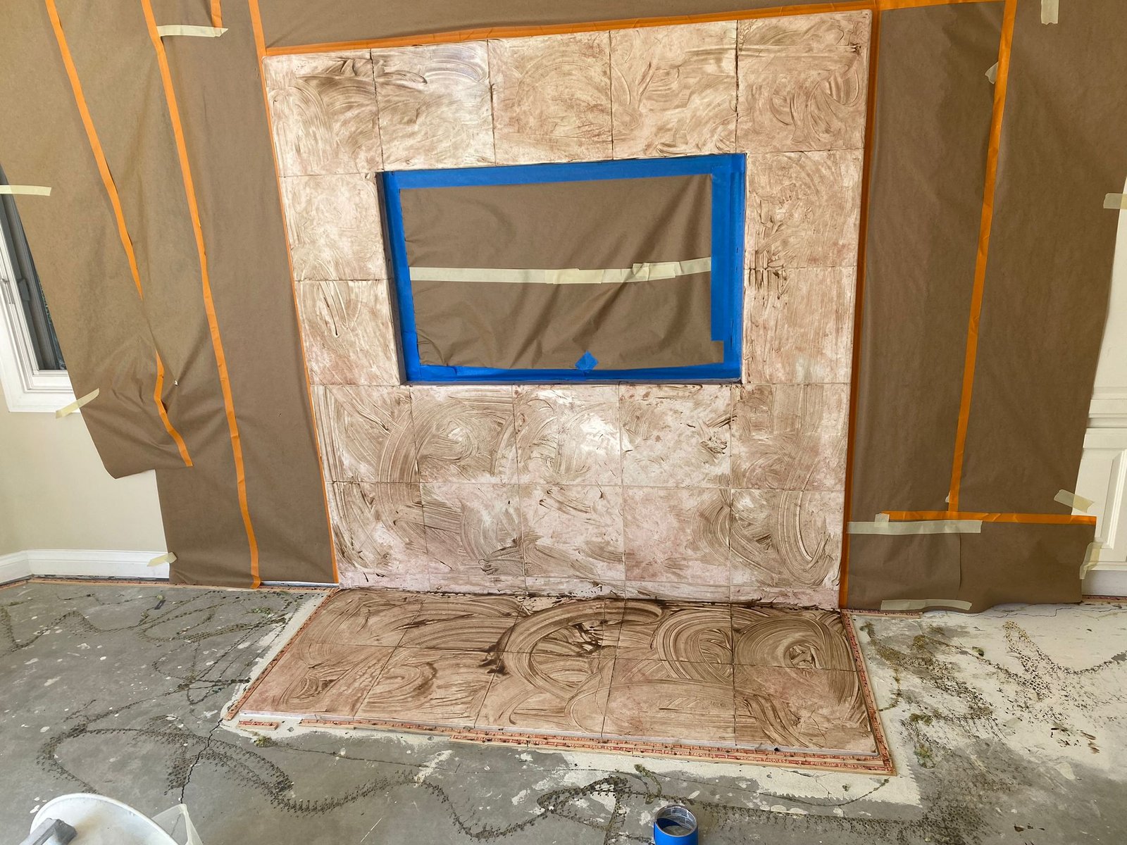 Bathroom tile refinishing in progress